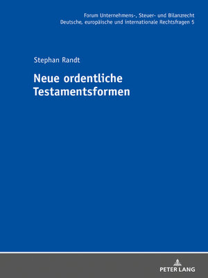 cover image of Neue ordentliche Testamentsformen